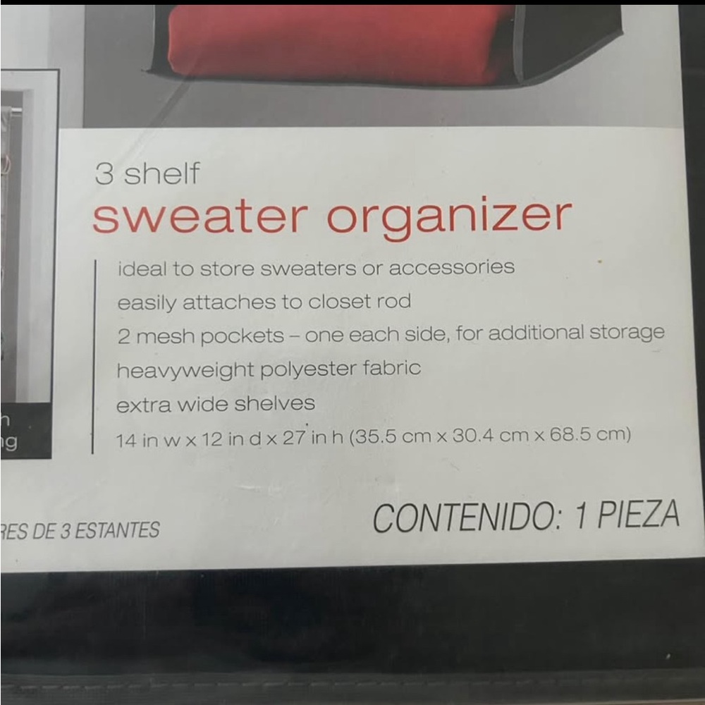 3 Shelf Closet Clothing Organizer Hanging Slelf - Picture 4 of 4
